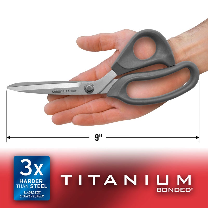 Clauss 18080 9-Inch Bent Titanium Bonded Adjustable Tension Shears with Extra Large Ultraflex Handles, Grey - Image 4